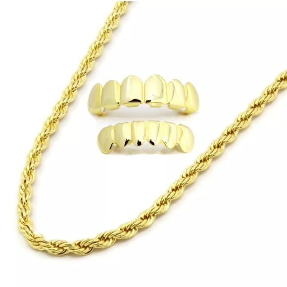 Grillz and Gold 24” Rope Chain SET - Brand New!